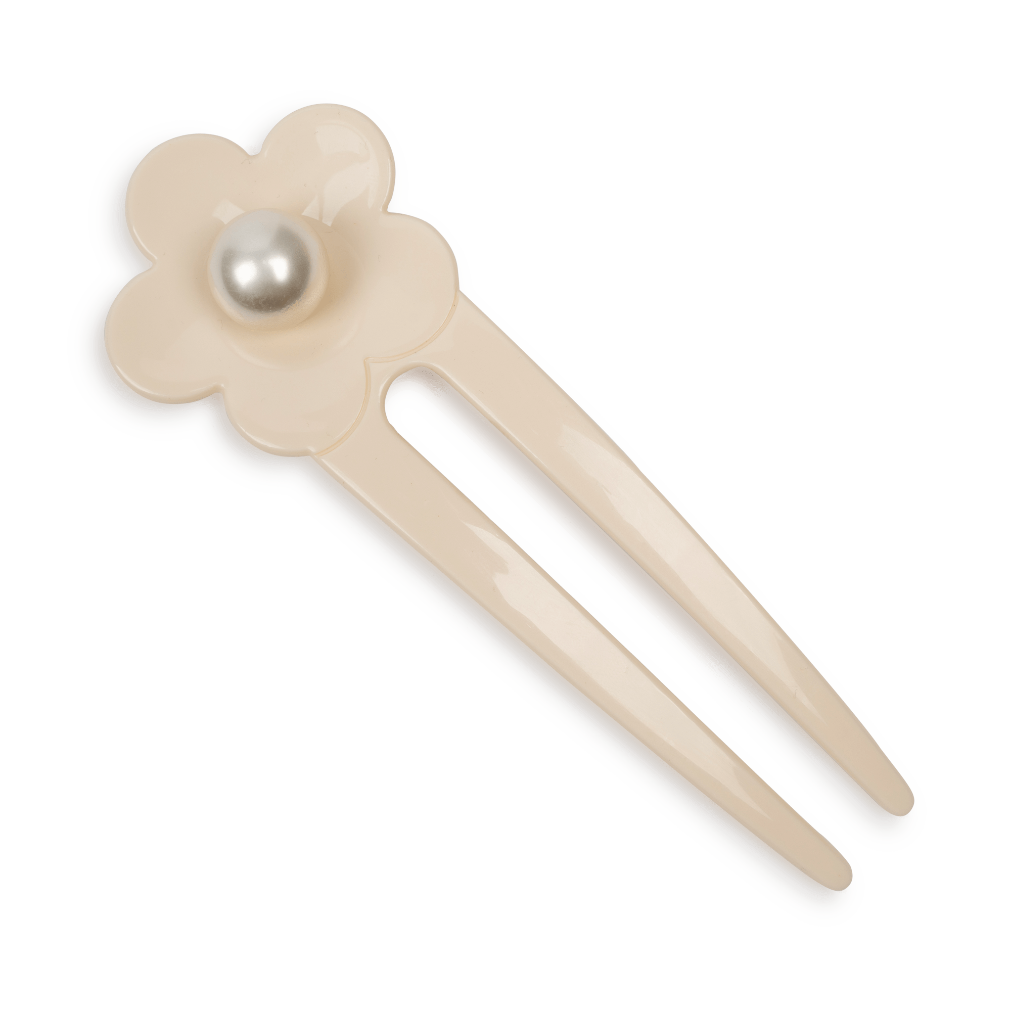 Eva Flower Pearly Clip fra SUI AVA – hårclip i en lys og elegant nuance med blomster- og perledetaljer, ideel til at tilføje et sofistikeret og feminint touch til dine frisurer.