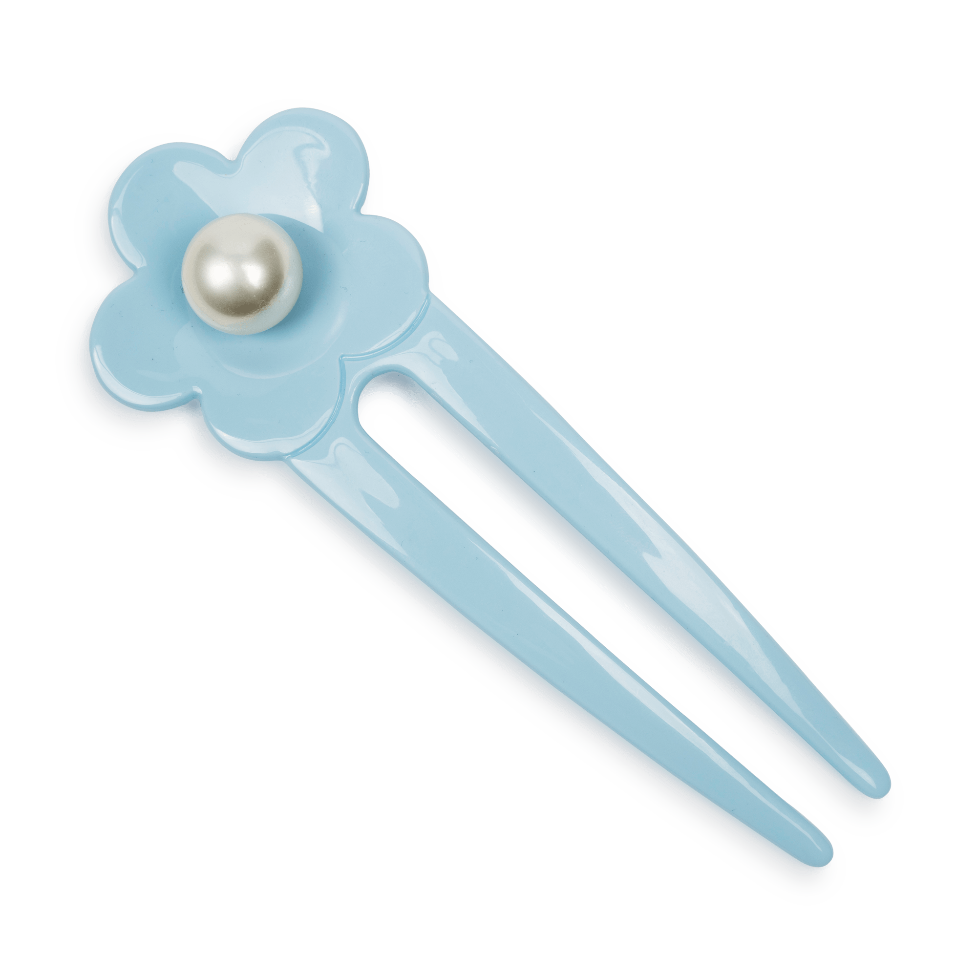 Eva Flower Pearly Clip fra SUI AVA – hårclip i en elegant lyseblå nuance med blomster- og perledetaljer, ideel til at tilføje et friskt og feminint touch til dine frisurer.