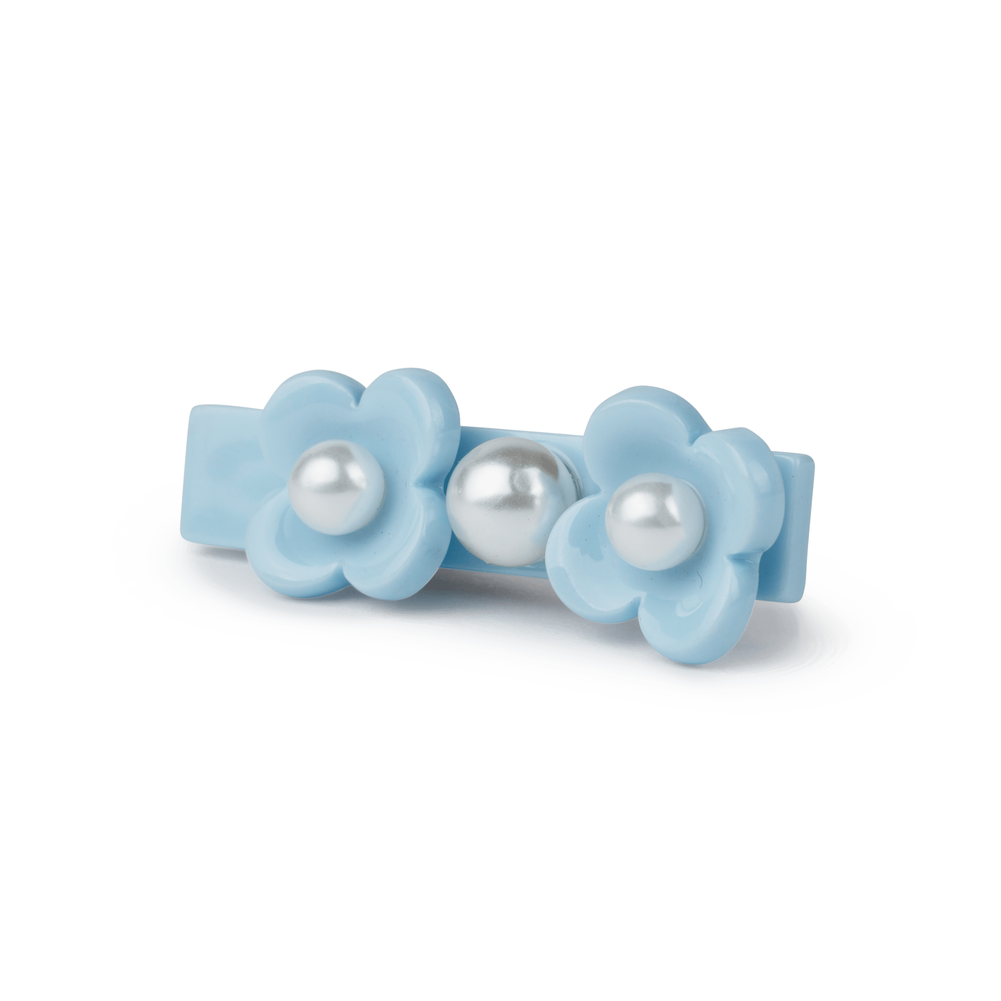 Flower Pearly Clip fra SUI AVA – stilfuld hårclips i blå nuance med blomster- og perledetaljer, ideel til at skabe et friskt og feminint look til dine frisurer.