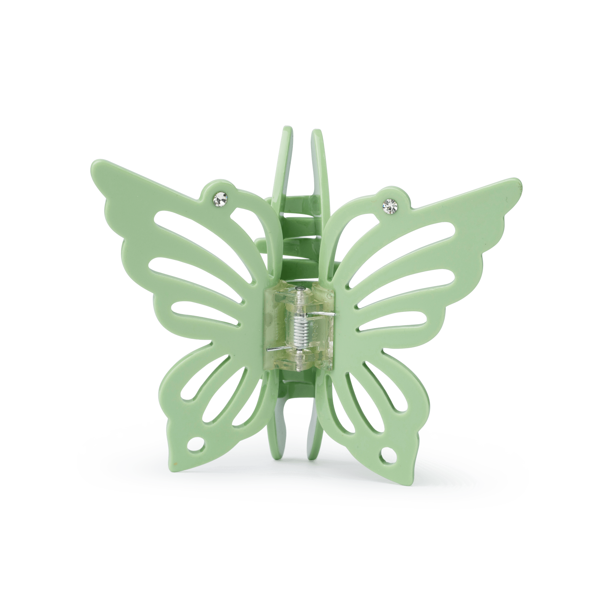 Butterfly Crystal Big fra SUI AVA – stor hårklemme i en elegant grøn nuance med glitrende krystaldetaljer og sommerfugledesign, ideel til at tilføje et unikt og feminint touch til dine frisurer.