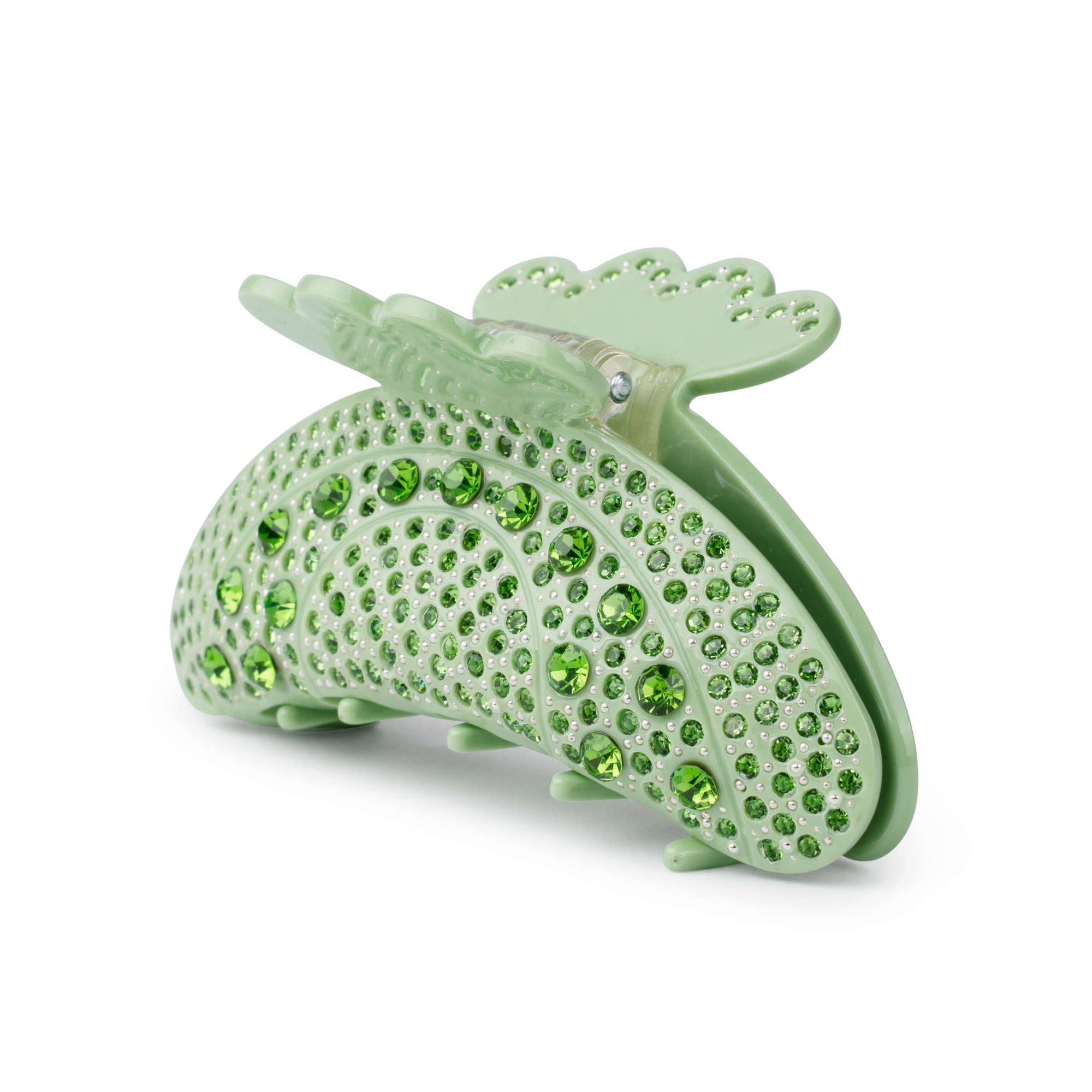 Helen Bloom Middle fra SUI AVA – mellemstor hårklemme i en elegant grøn nuance med funklende sten, ideel til at tilføje et friskt og sofistikeret touch til dine frisurer.