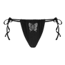 Butterfly Bikini Tanga – sort bikinitrusse med rhinsten sommerfugl og justerbare bindebånd fra SUI AVA SWIM.