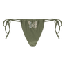 Butterfly Bikini Tanga – armygrøn bikinitrusse med rhinestone sommerfugl og justerbare bindebånd fra SUI AVA SWIM.