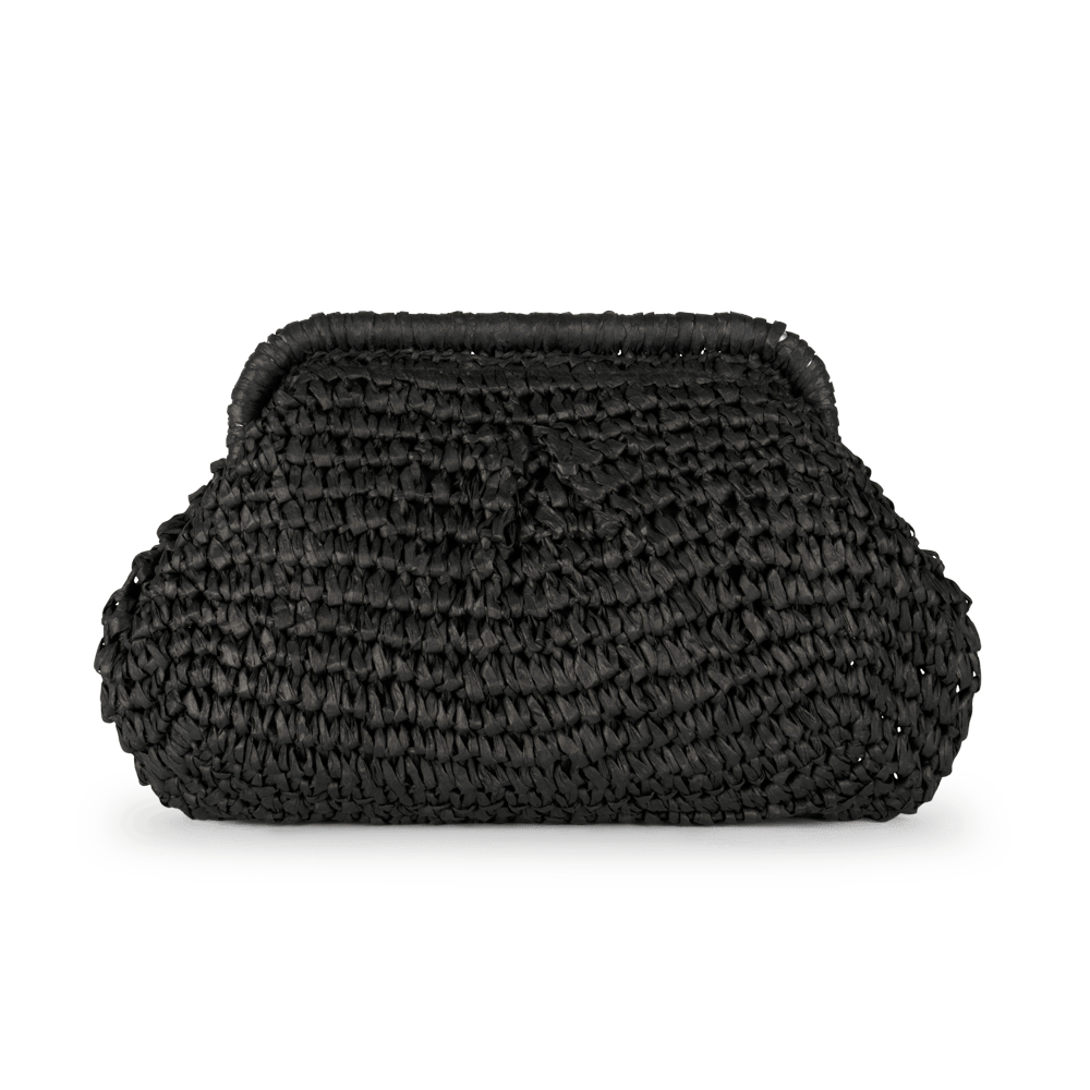 Olivia Bloom Bag – sort flet clutch med elegant design og magnetisk lukning fra SUI AVA.