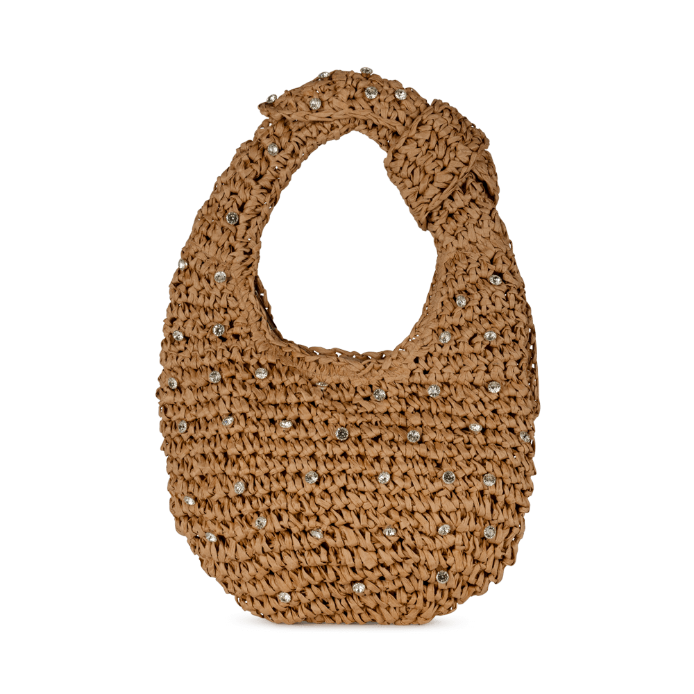Casual Crystal Bag – naturlig raffiataske med skinnende krystalsten fra SUI AVA.