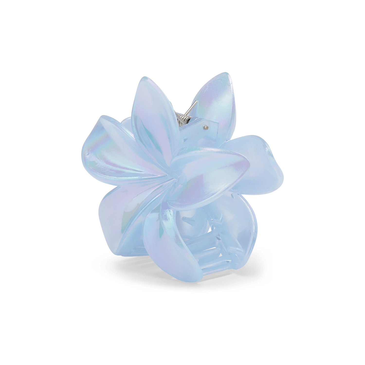 Plumeria Pastel Big – stor blå hårklemme med blomsterform og pastelfinish.