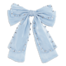 Pastel Crystal Bow – blåt hårspænde formet som en sløjfe med glitrende rhinsten.
