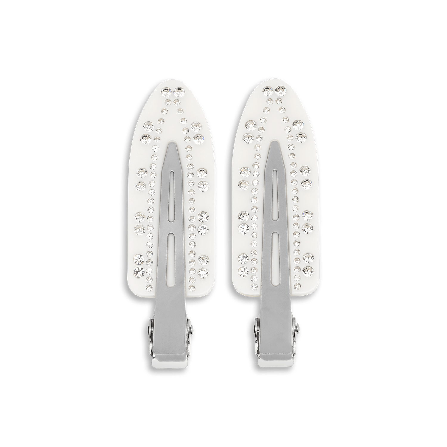 Crystal Clips – 2-pak hvide hårspænder med glitrende rhinsten fra Pastel Picnic 25.