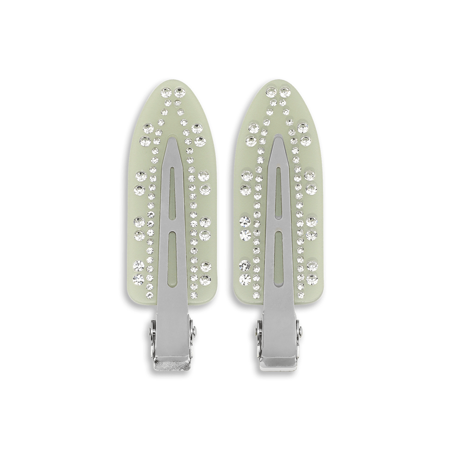Crystal Clips – 2-pak grønne hårspænder med rhinsten fra Pastel Picnic 25.