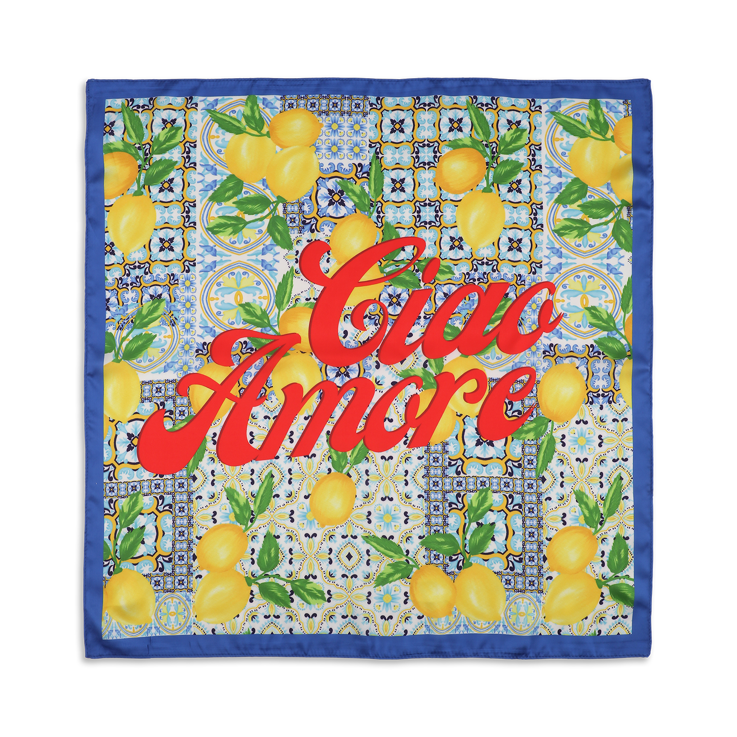 Ciao Amore Scarf – farverigt tørklæde med citronprint og italiensk design fra SUI AVA.
