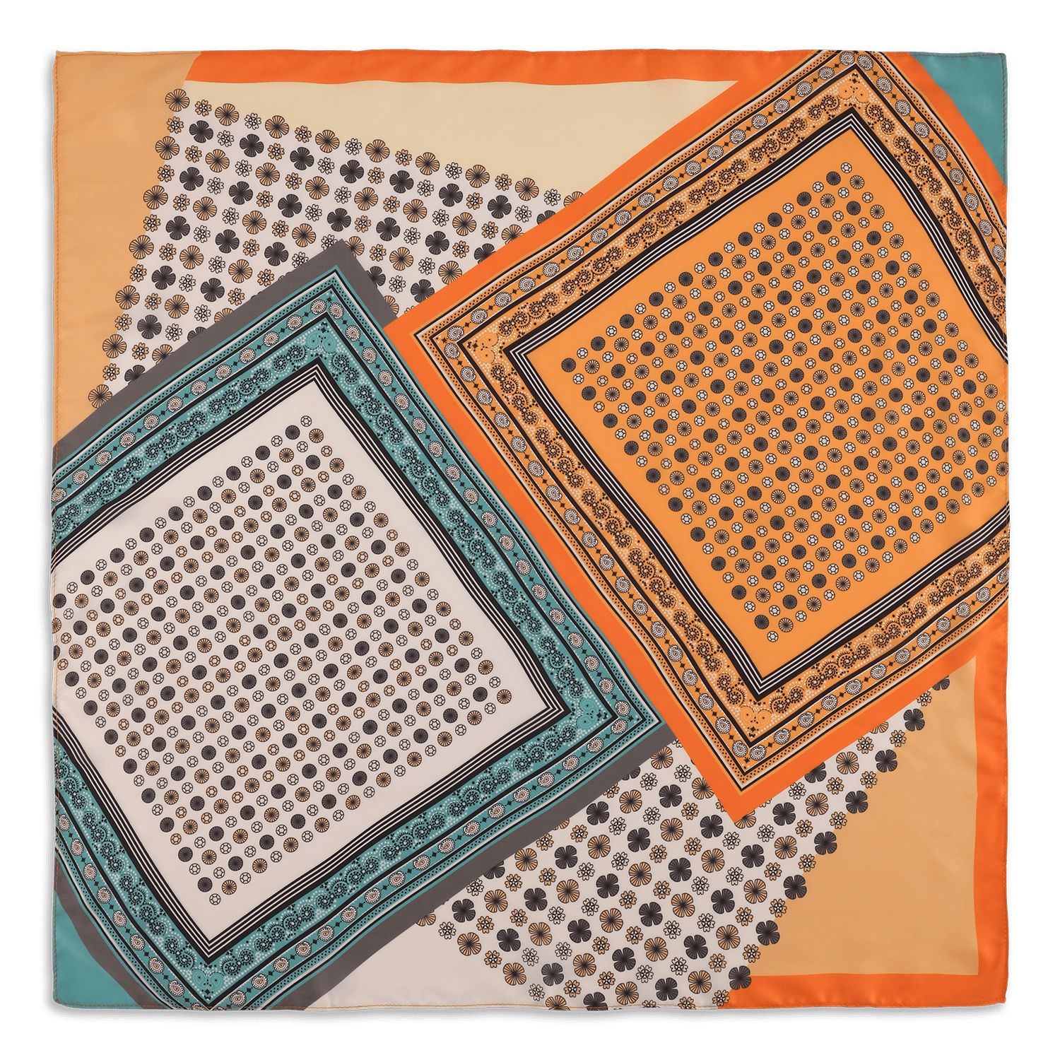 Angela Multi Scarf – elegant tørklæde i orange med klassisk mønster og vintage-inspireret design.