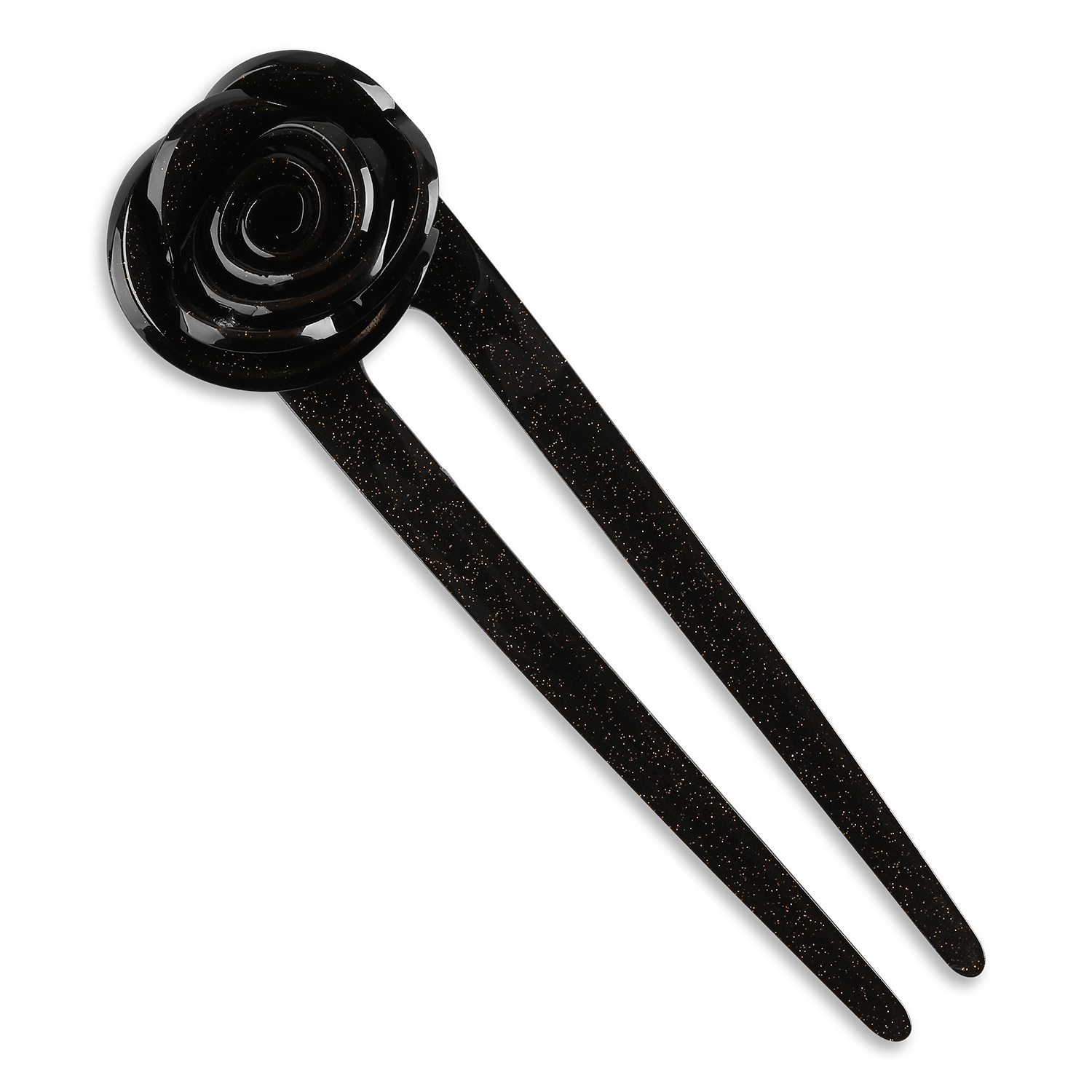 Rosie Florentina Clip – mørkebrun hårnål med glitter og smukt rosemotiv.