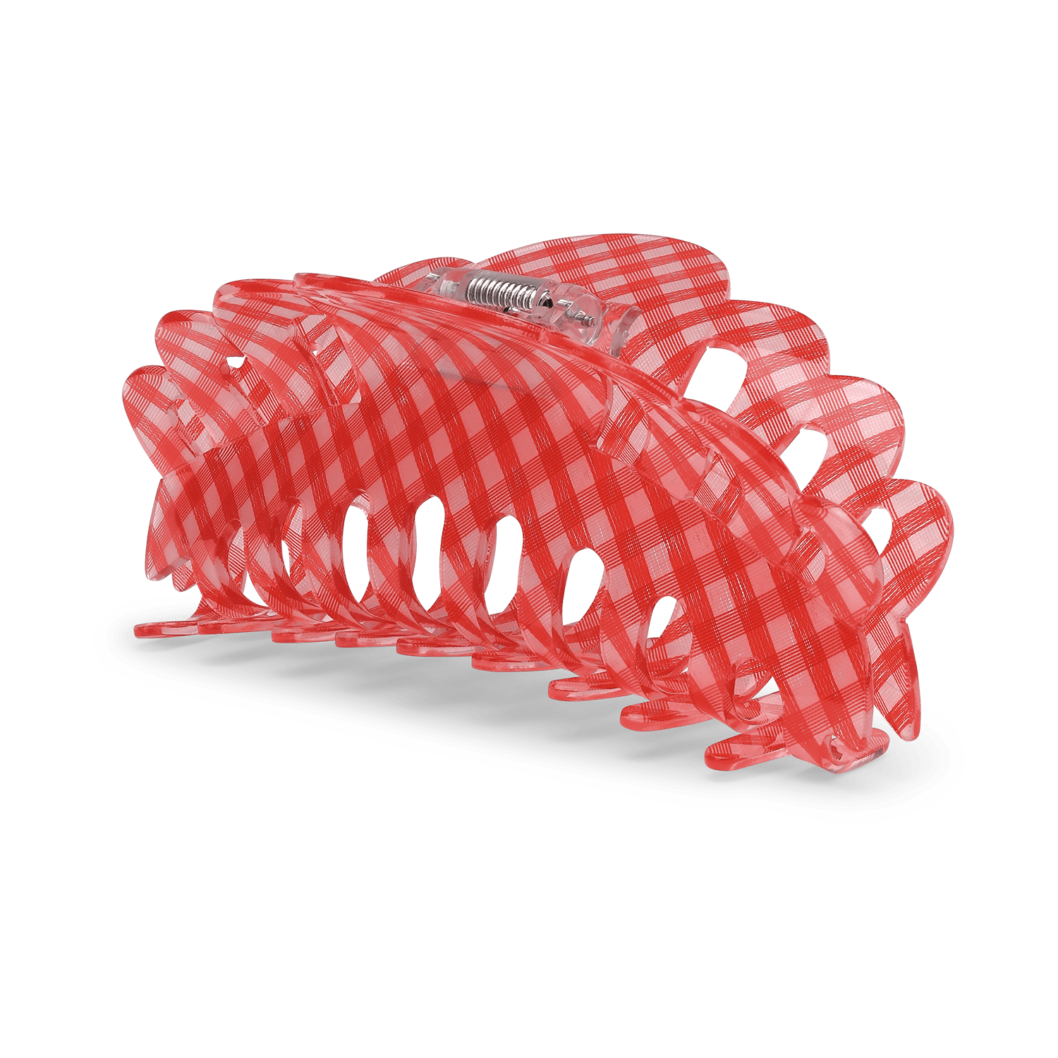 Emma Checkered Giga – stor rødternet hårklemme med stærkt greb fra SUI AVA.