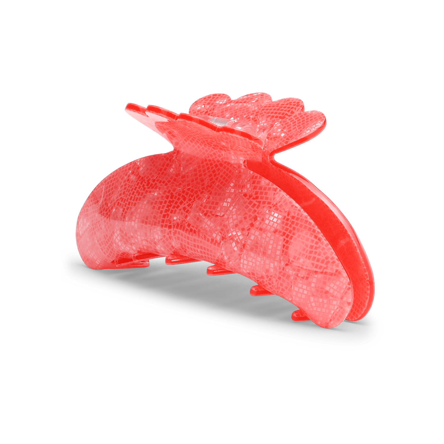 Helle Serpente Big – stor rød hårklemme med eksklusivt mønster og perlemorsfinish, ideel til langt eller kraftigt hår.