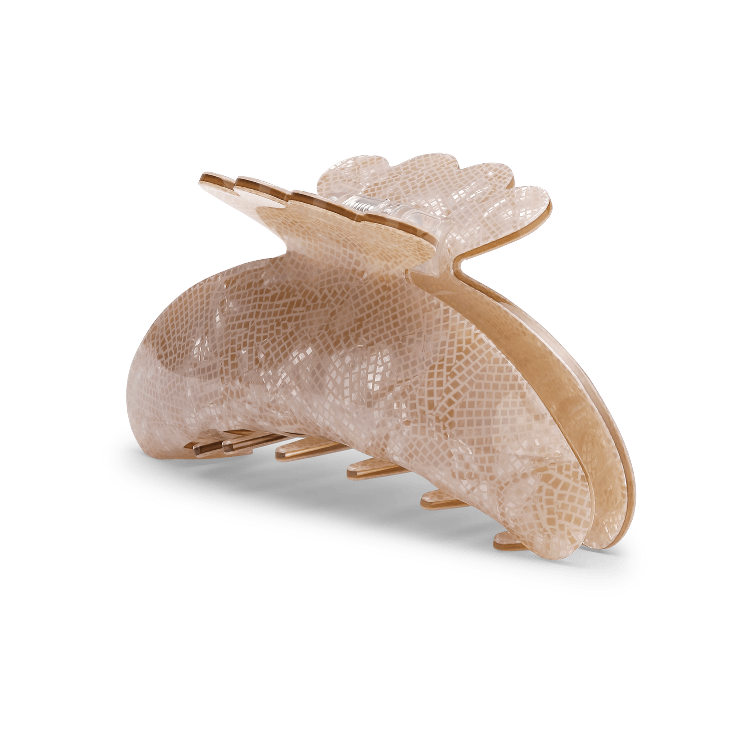 Helle Serpente Big – brun hårklemme med marmoreret mønster og stærkt greb fra SUI AVA.