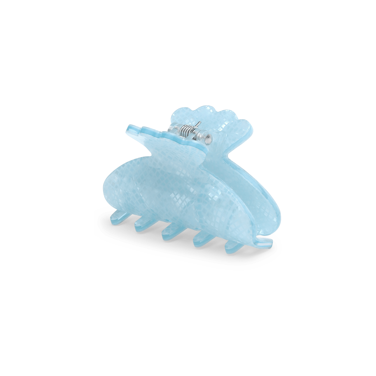 Helle Serpente Mini – lyseblå hårklemme med elegant mønster og stærkt greb.