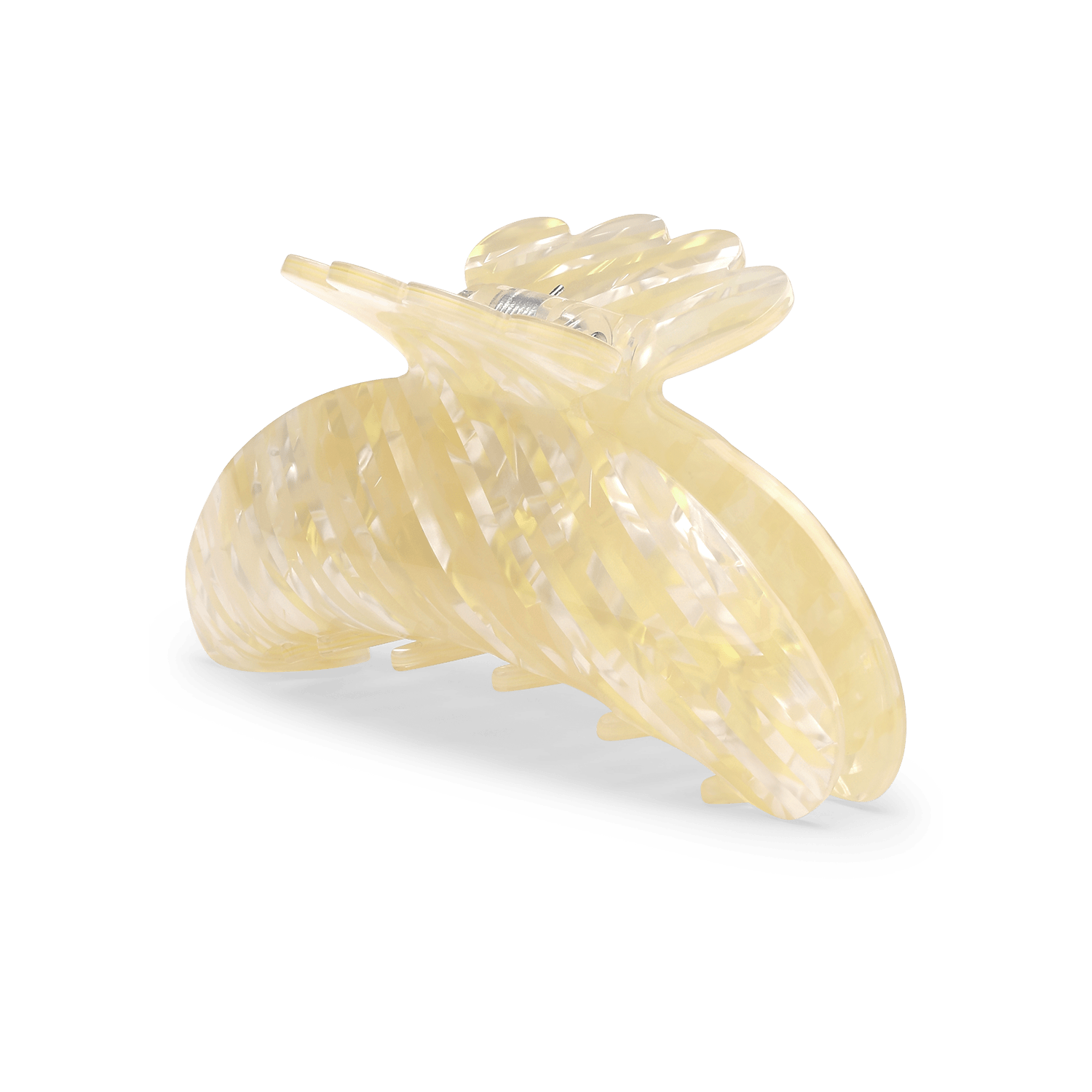 Helle Vacanza Big – stor creamfarvet hårklemme med marmoreret mønster og elegant design fra SUI AVA.