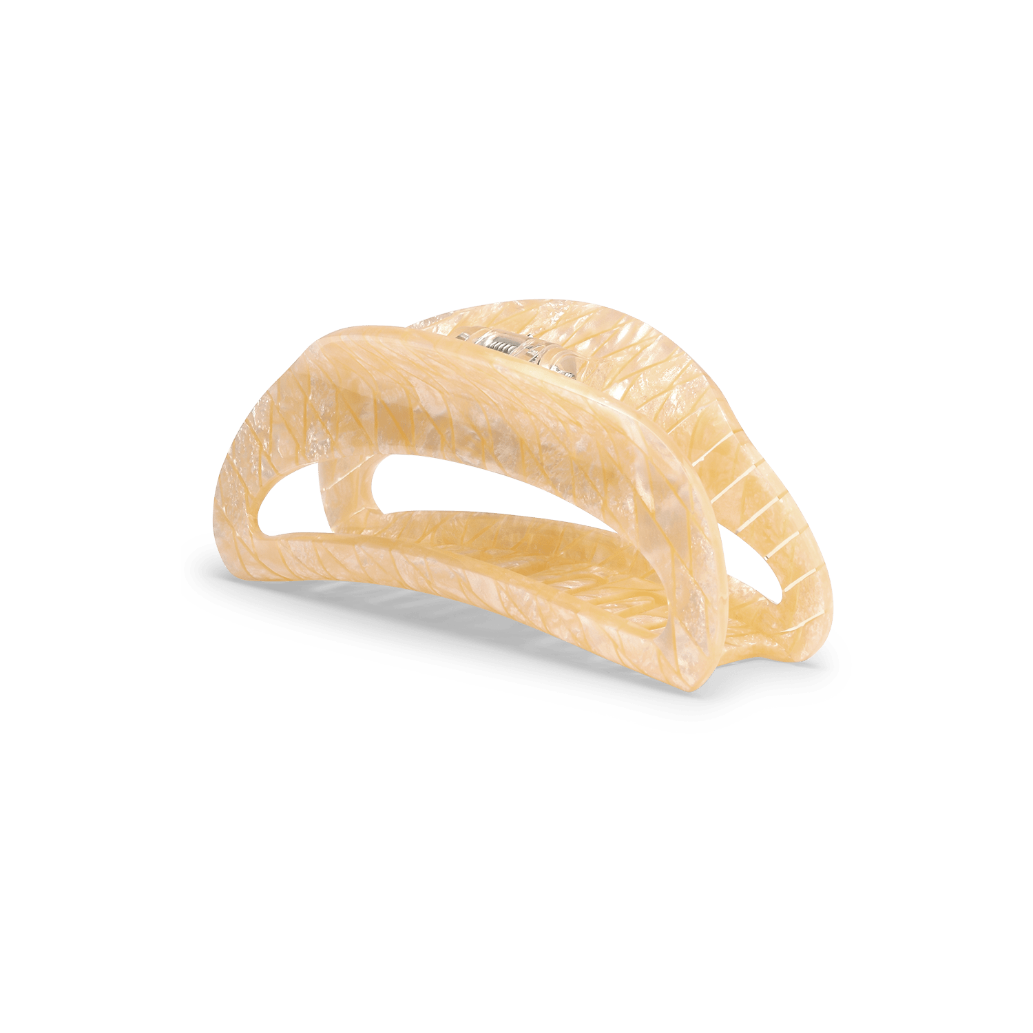 Theresa Crema Big – stor beige hårklemme med marmoreret mønster og elegant design fra SUI AVA.