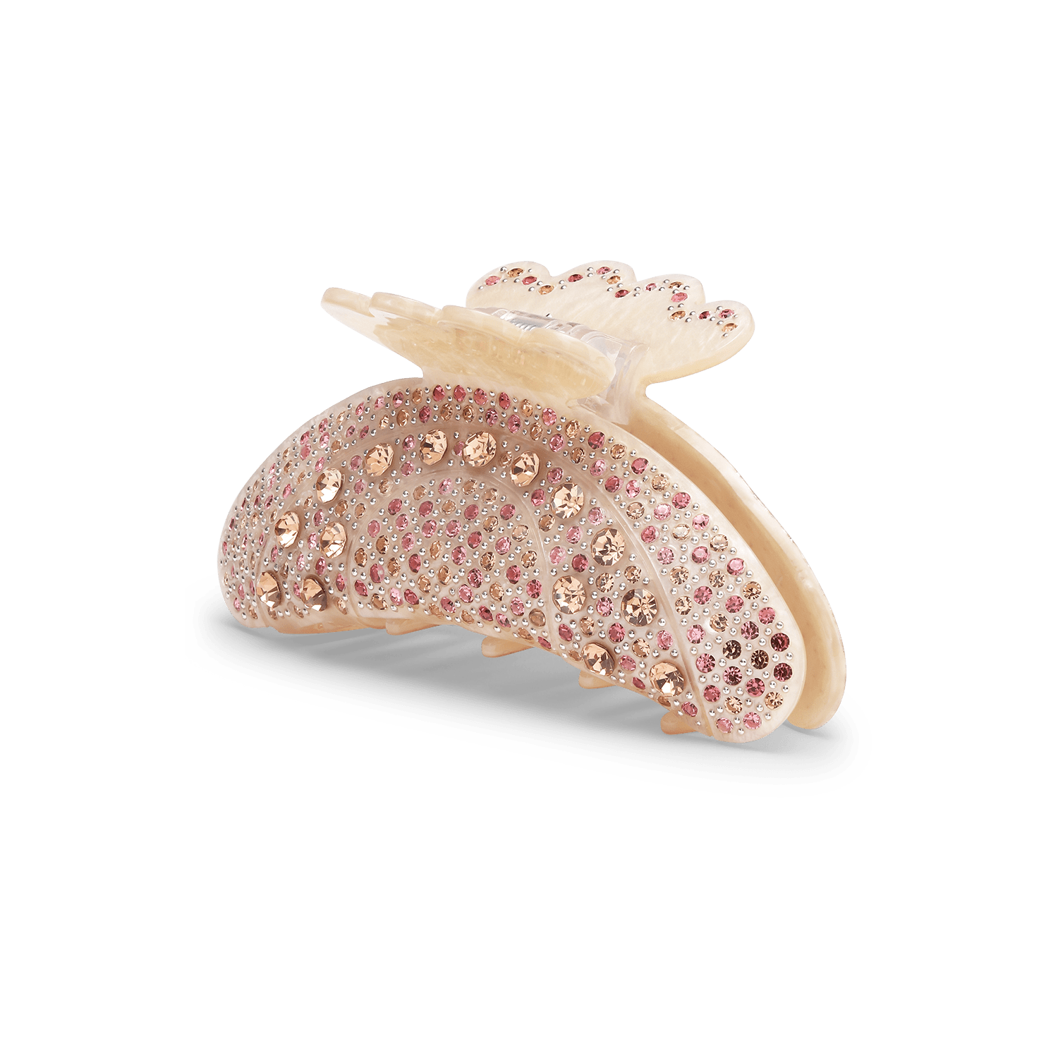 Helen Bella Middle – Peachfarvet hårklemme med glitrende rhinsten.