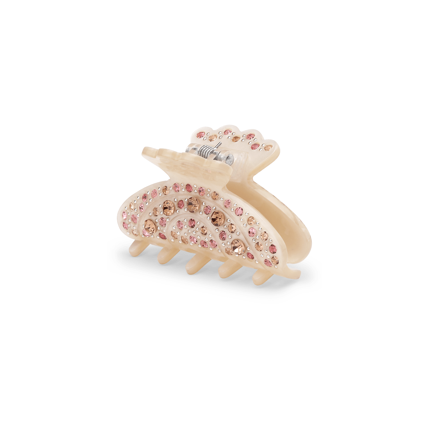 Helen Bella Mini – Lille peach hårklemme med funklende rhinsten og elegant design.