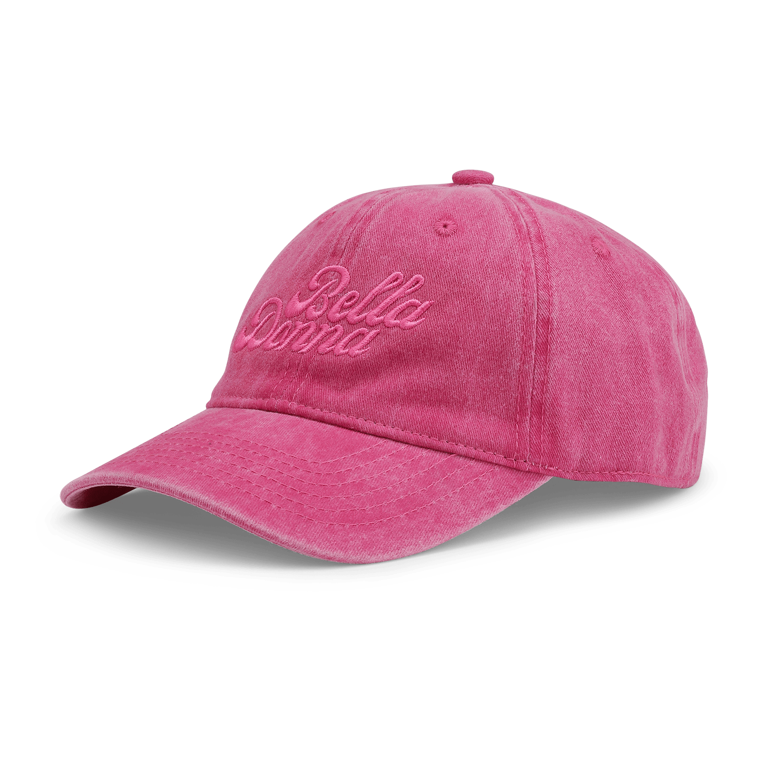 Pink Everyday Italia Cap med broderet Bella Donna-logo og vintage look.