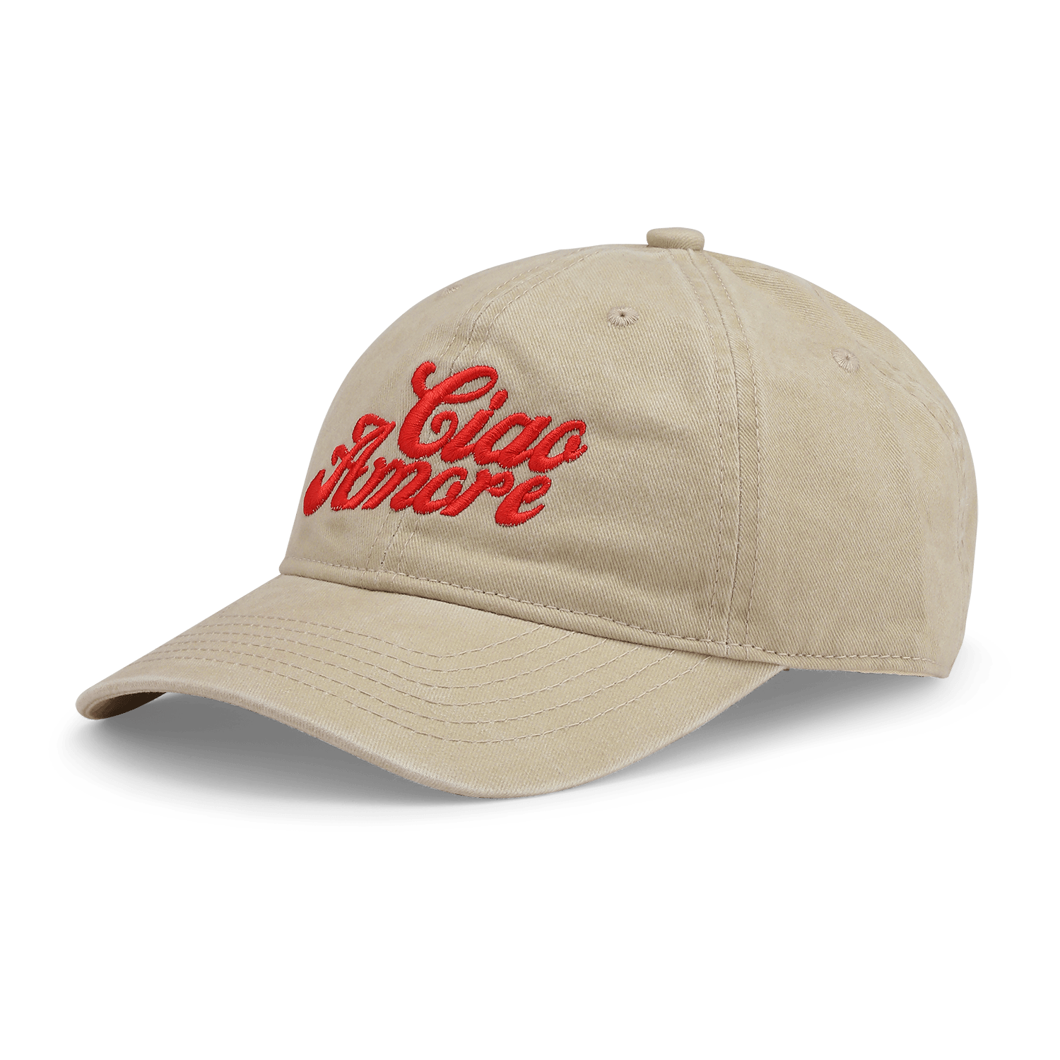 Beige Everyday Italia Cap med broderet Ciao Amore-logo og vintage look.