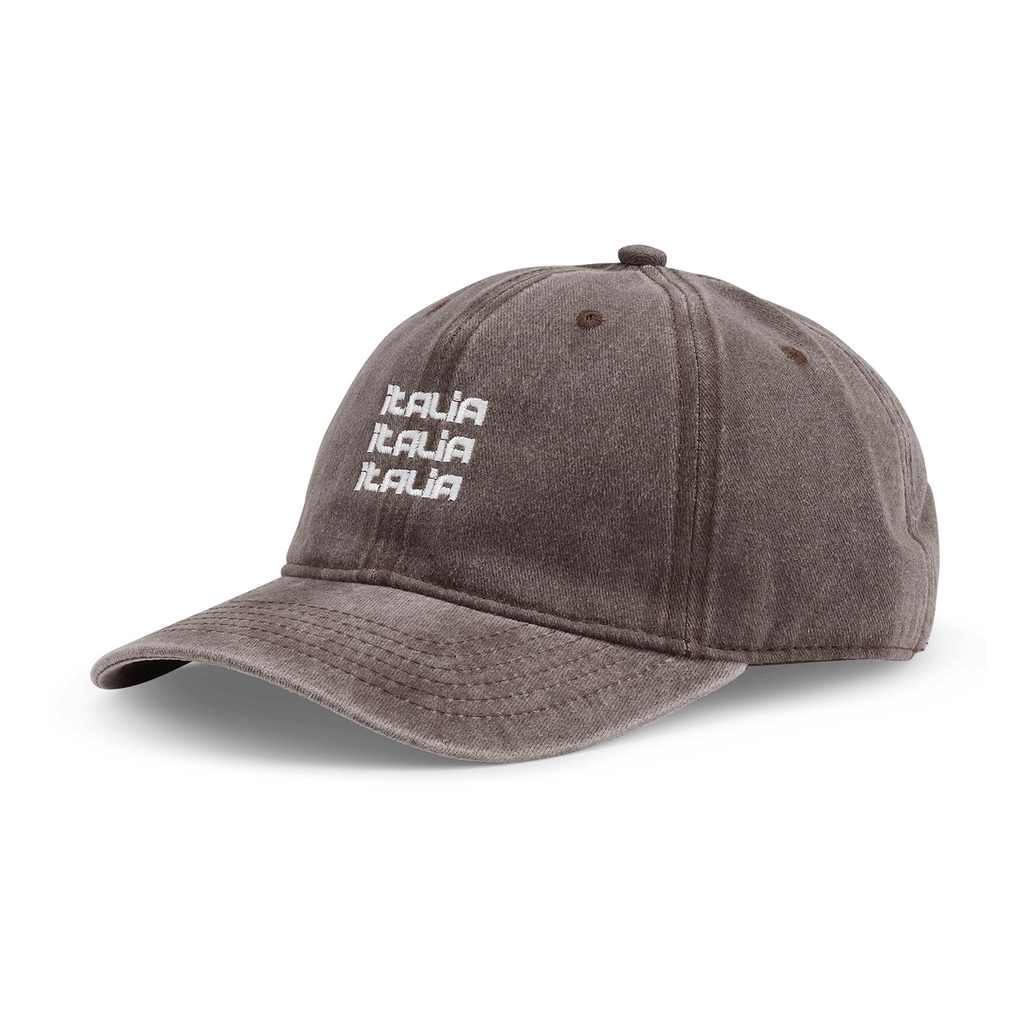 Brun Everyday Italia Cap med broderet Italia logo og vintage look.