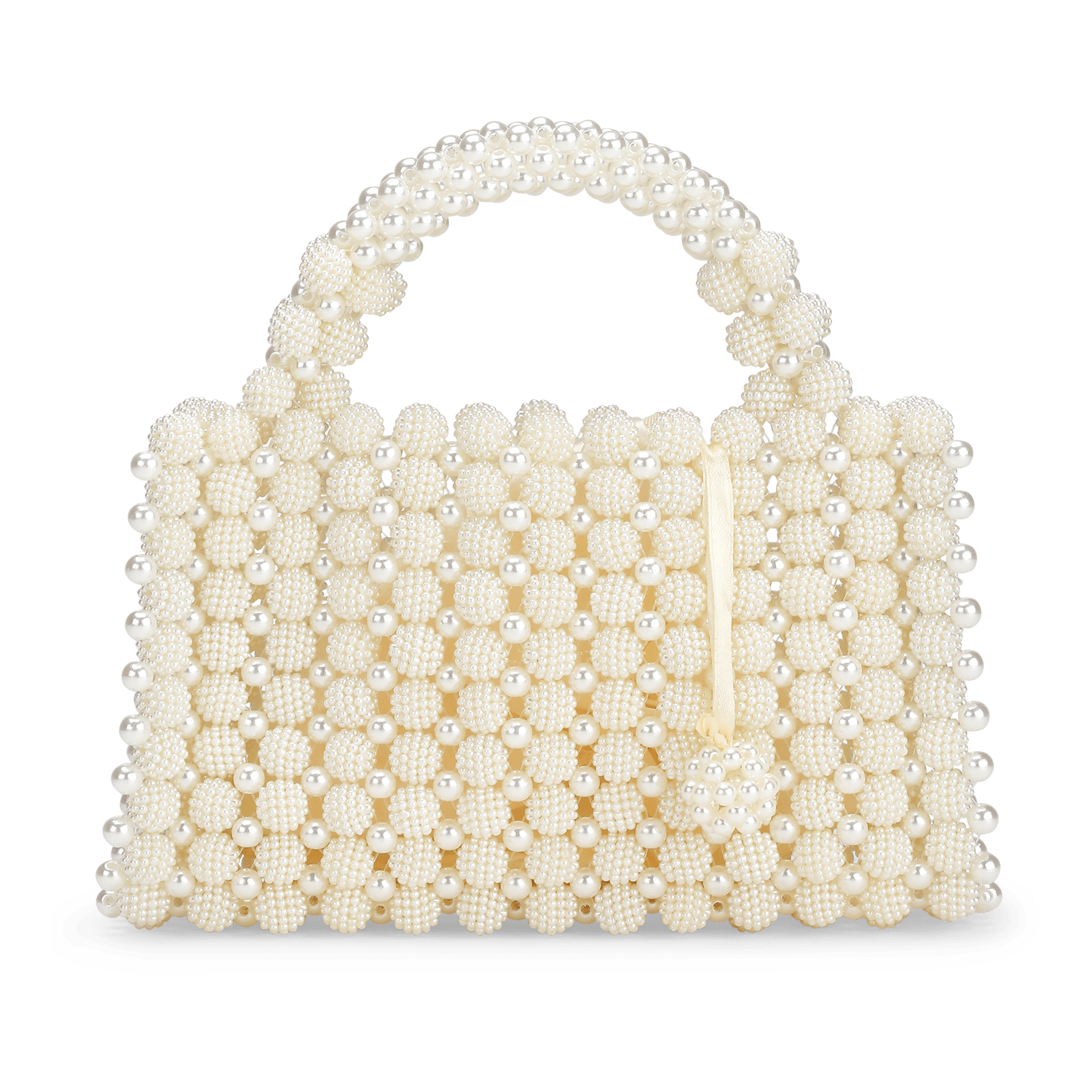 Handmade Pearl Bag – håndlavet hvid perletaske med elegant og tidløst design.