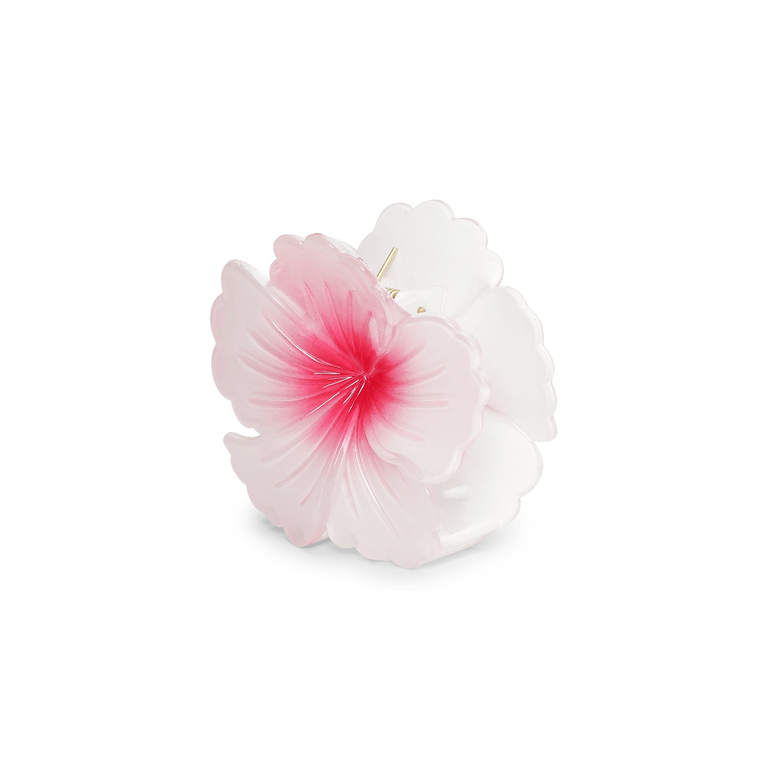 Stor hårklemme formet som en hibiscusblomst i pink og hvid - Hawaii Flower Big fra SUI AVA