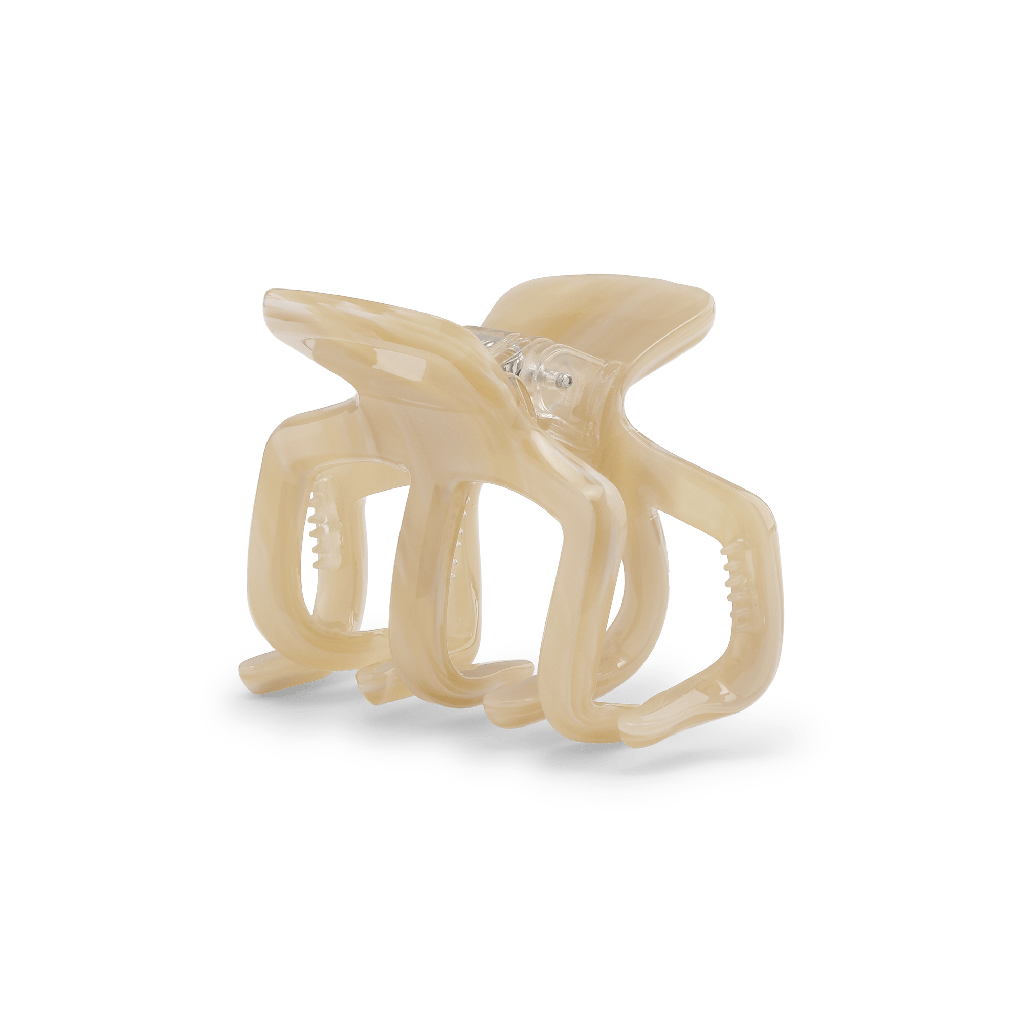 Josie Birch Mini – lille beige hårklemme i enkel form, ideel til kort hår eller half-up frisurer.