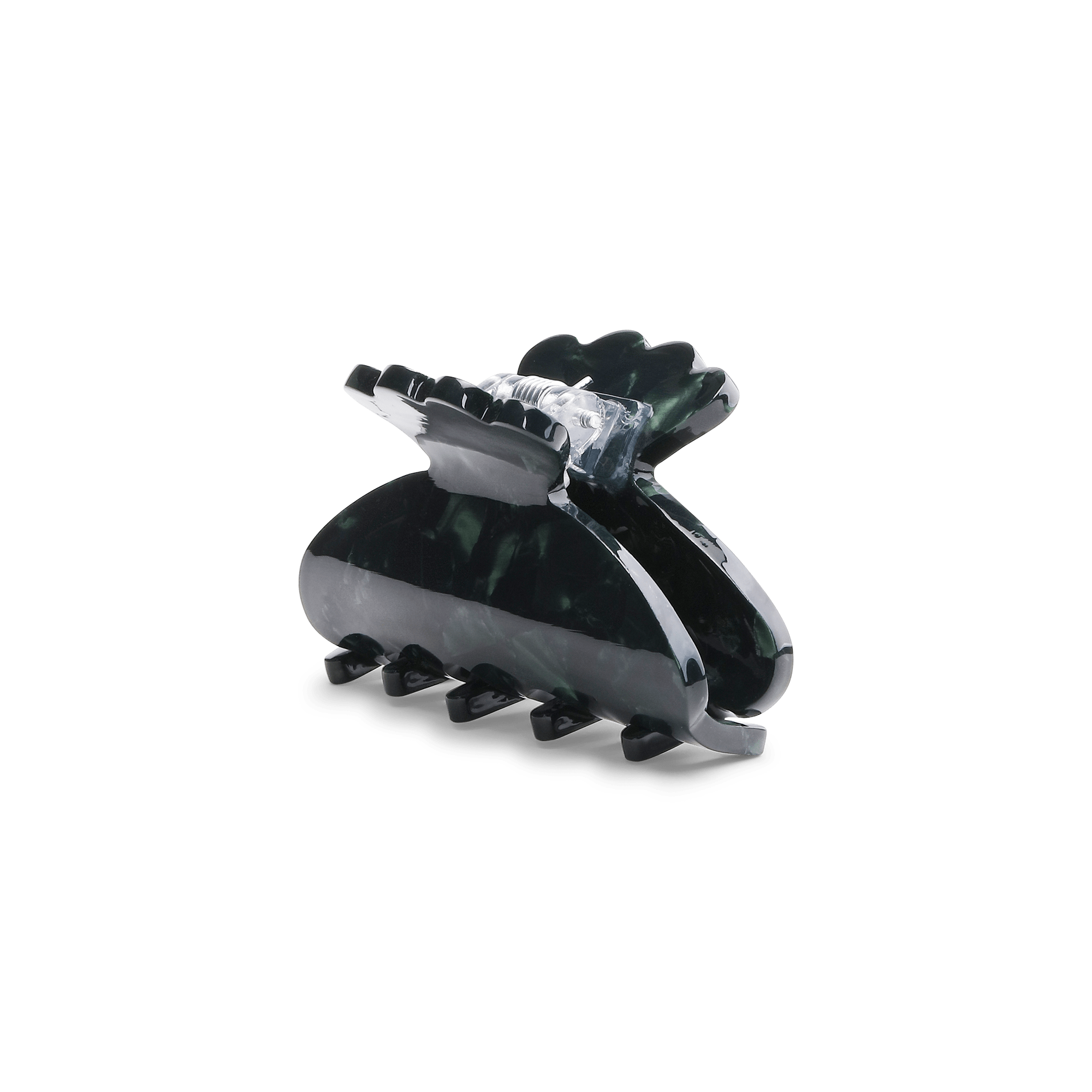 Helle Nordic Mini – lille mørkegrøn hårklemme med marmoreret finish fra SUI AVA