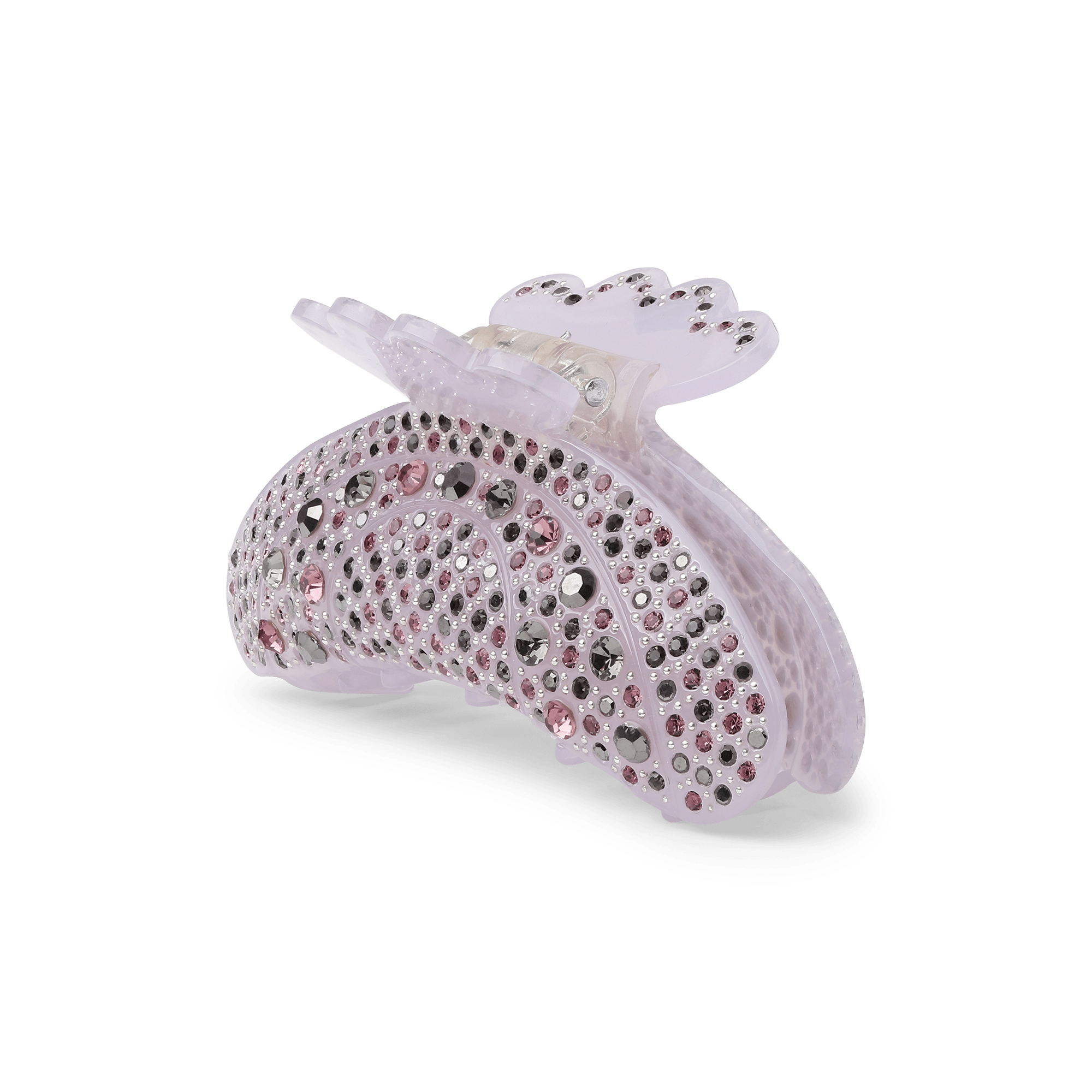 Helen Secret Middle hårklemme i lyselilla med krystaller i lilla og sølv.