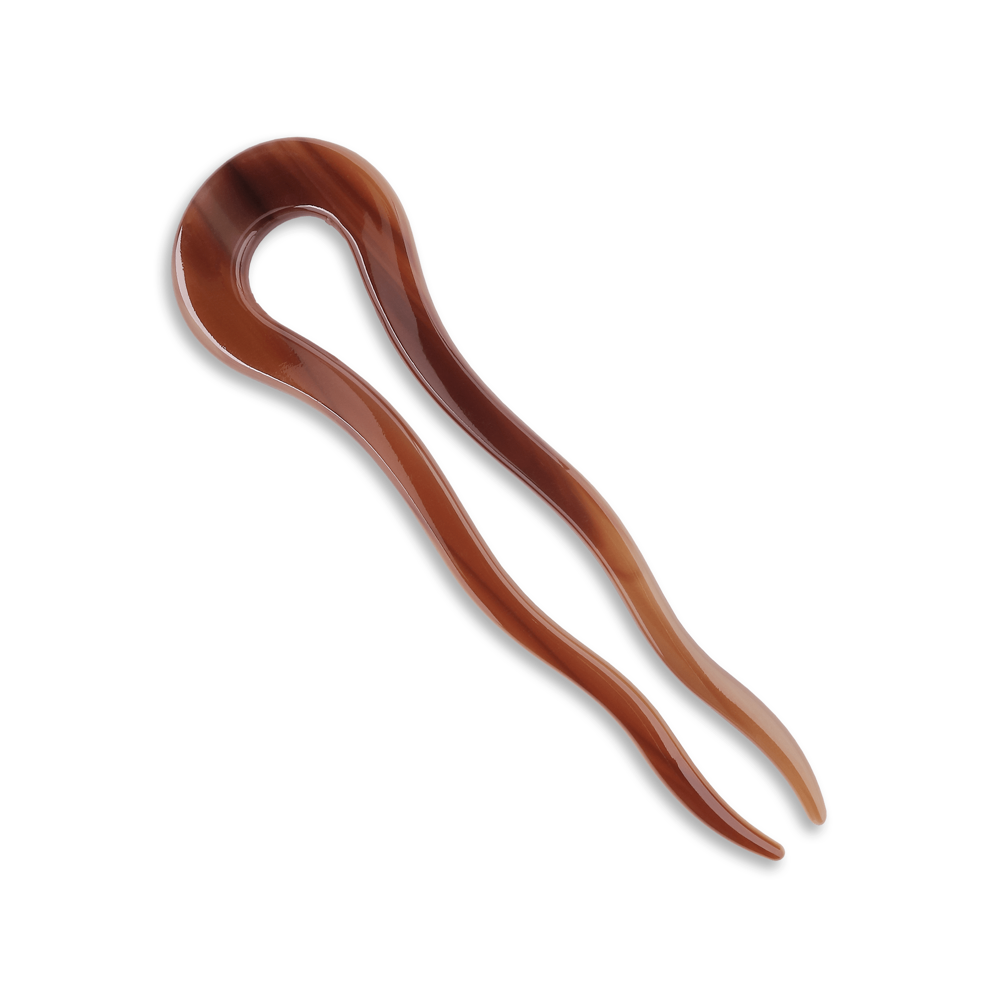 Hårpin i bølget form med brunmeleret mønster