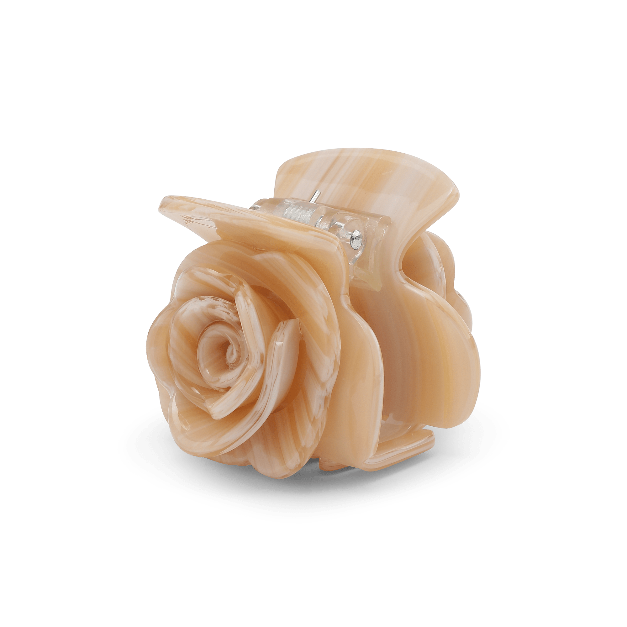 Lille hårklemme i form af en rose i beige marmoreret farve
