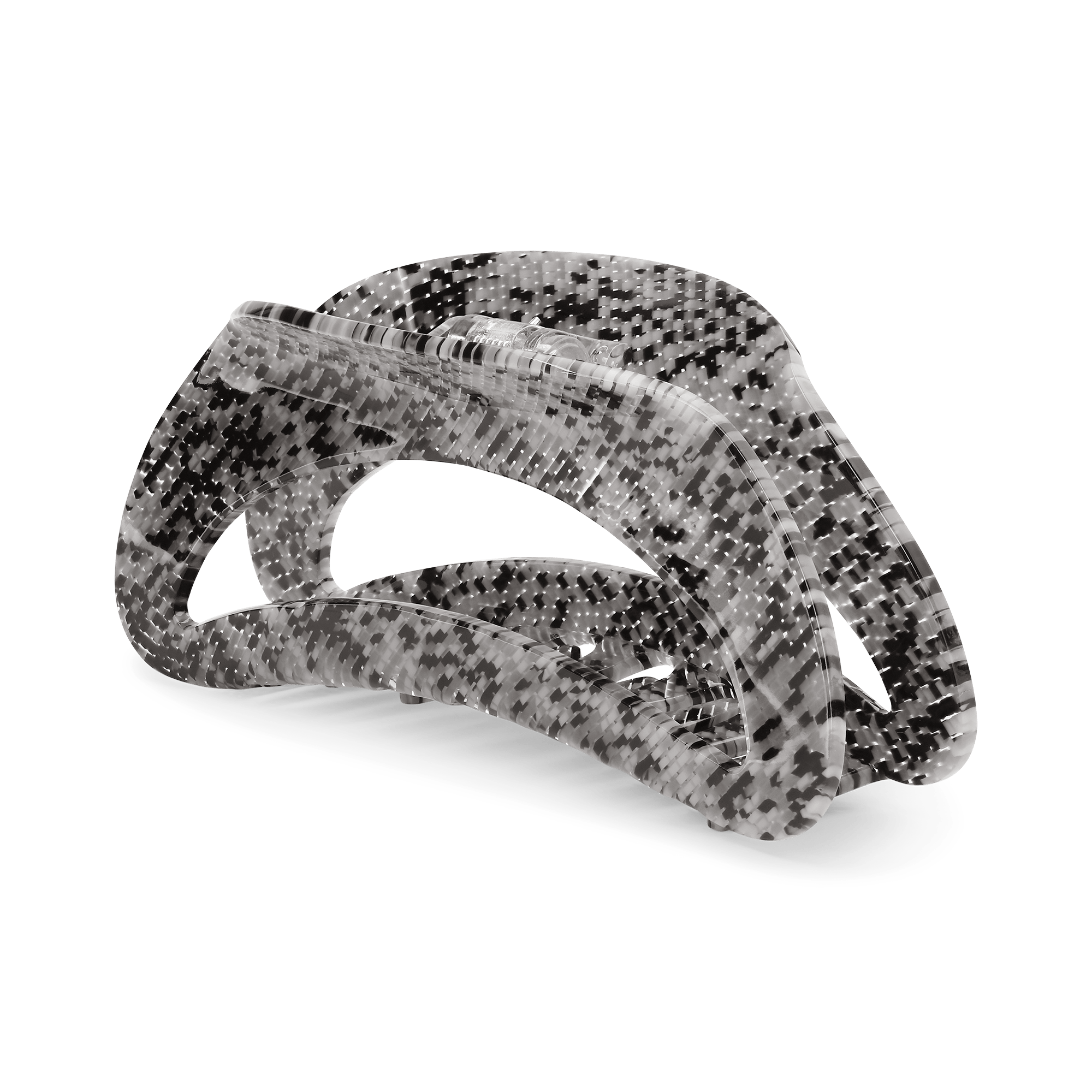 Theresa Oak Giga hårklemme i transparent sortmarmoreret design – velegnet til langt og kraftigt hår.