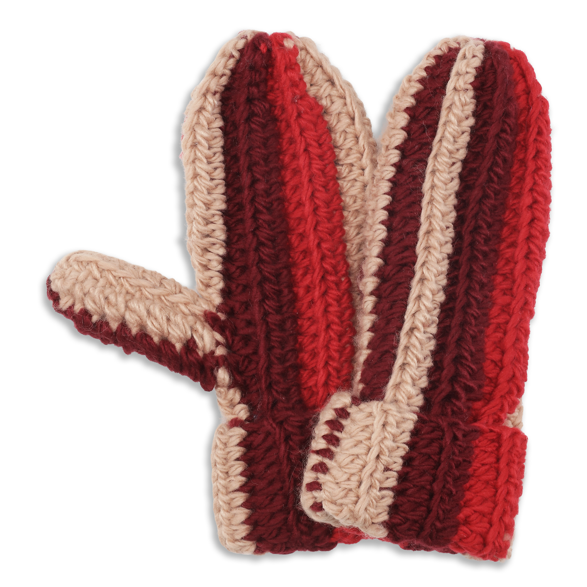 Walter Gloves – strikkede vanter i røde og cremefarvede striber fra SUI AVA.