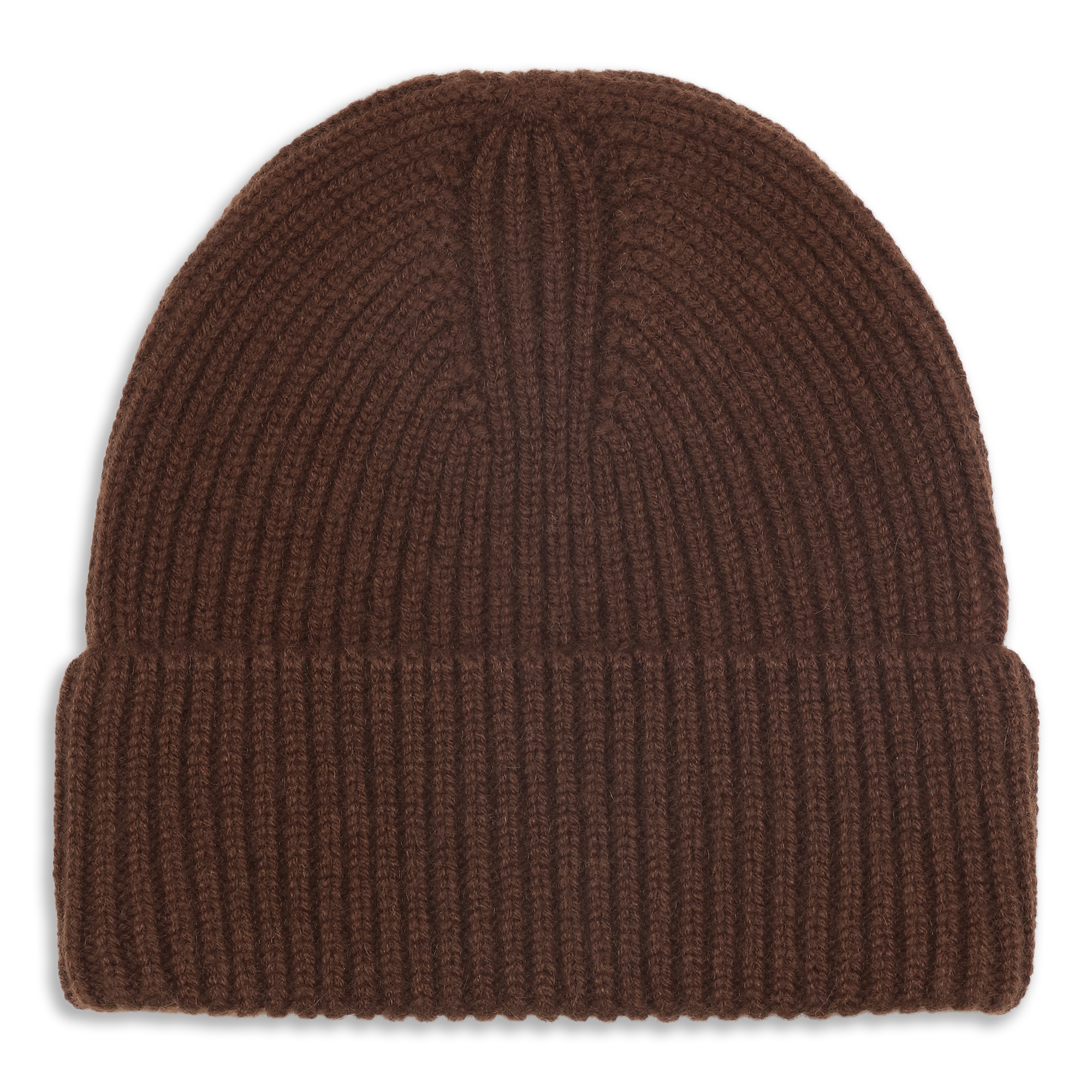 Ribstrikket brun hue i 100 % cashmere – Cashmere Beanie i brun