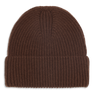 Ribstrikket brun hue i 100 % cashmere – Cashmere Beanie i brun