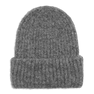 Sisse Beanie – grå chunky strikhue med bred opsmøg i blød uldblanding