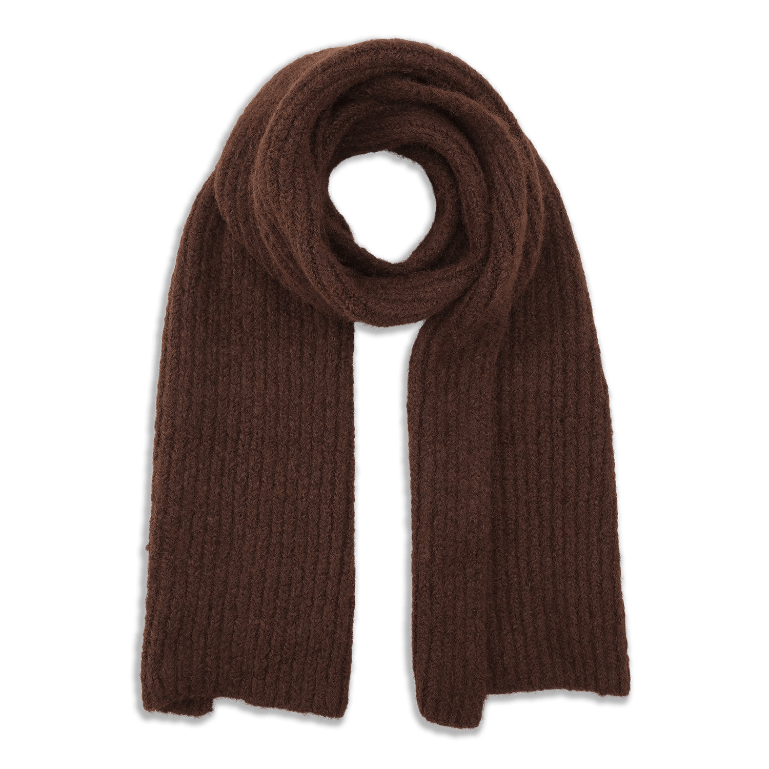 Brunt Sisse Scarf i chunky strik – varmt og blødt tørklæde fra SUI AVA