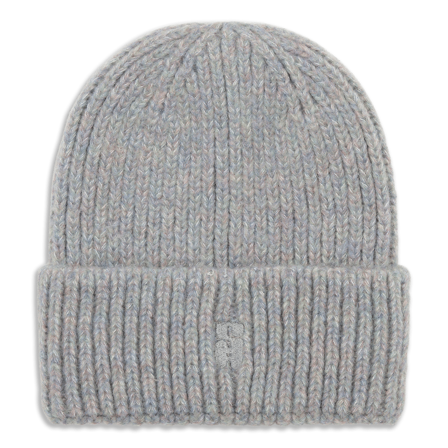 SUI AVA Brenda Beanie – gråmeleret strikhue i blød, ribbet kvalitet.