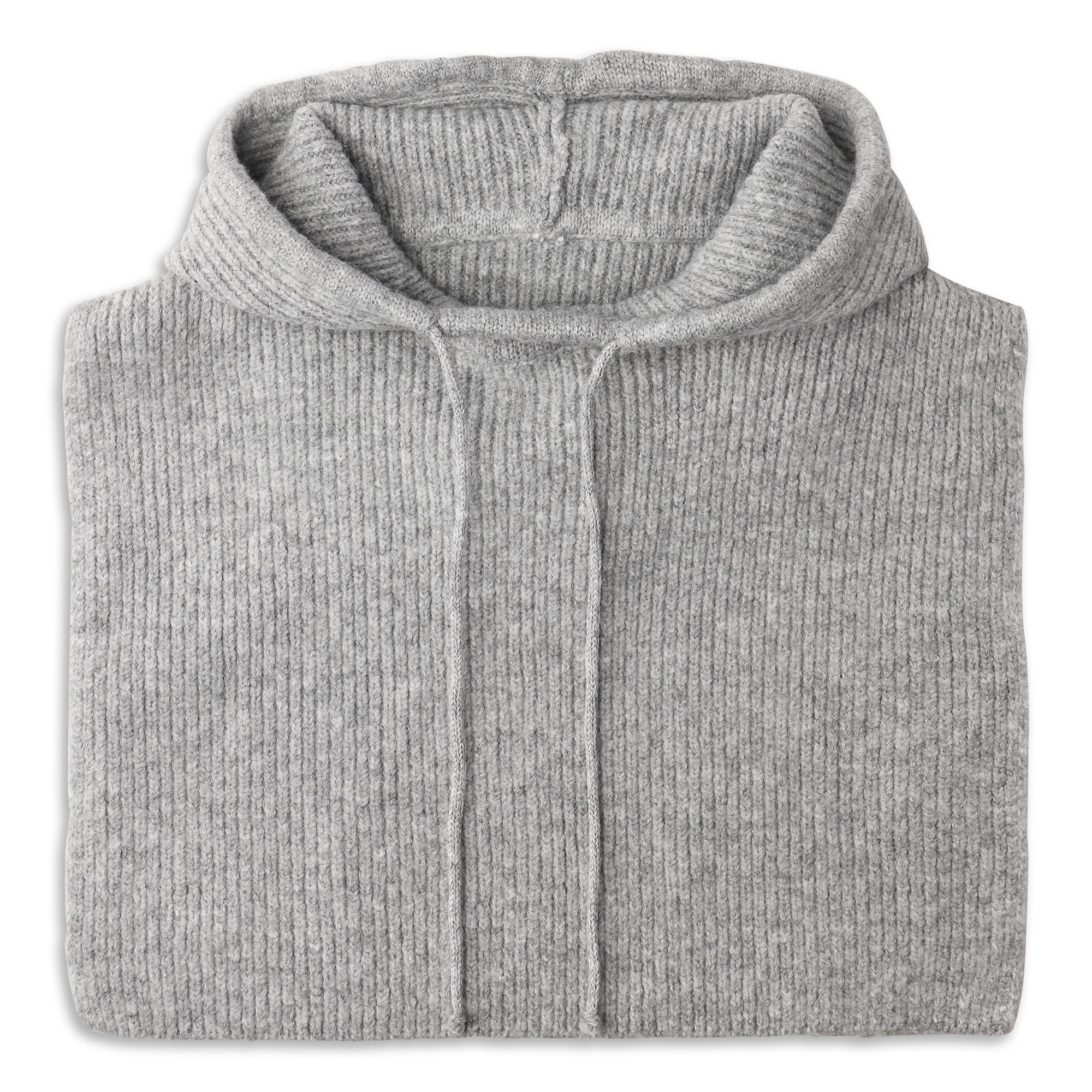 SUI AVA Donna Balaclava – grå strikhætte i blød, ribbet kvalitet.