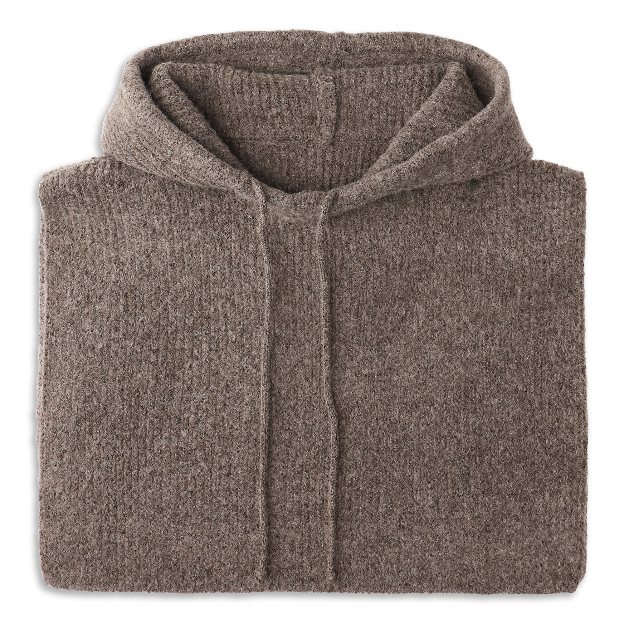 SUI AVA Donna Balaclava – brun strikhætte i blød, ribbet kvalitet.