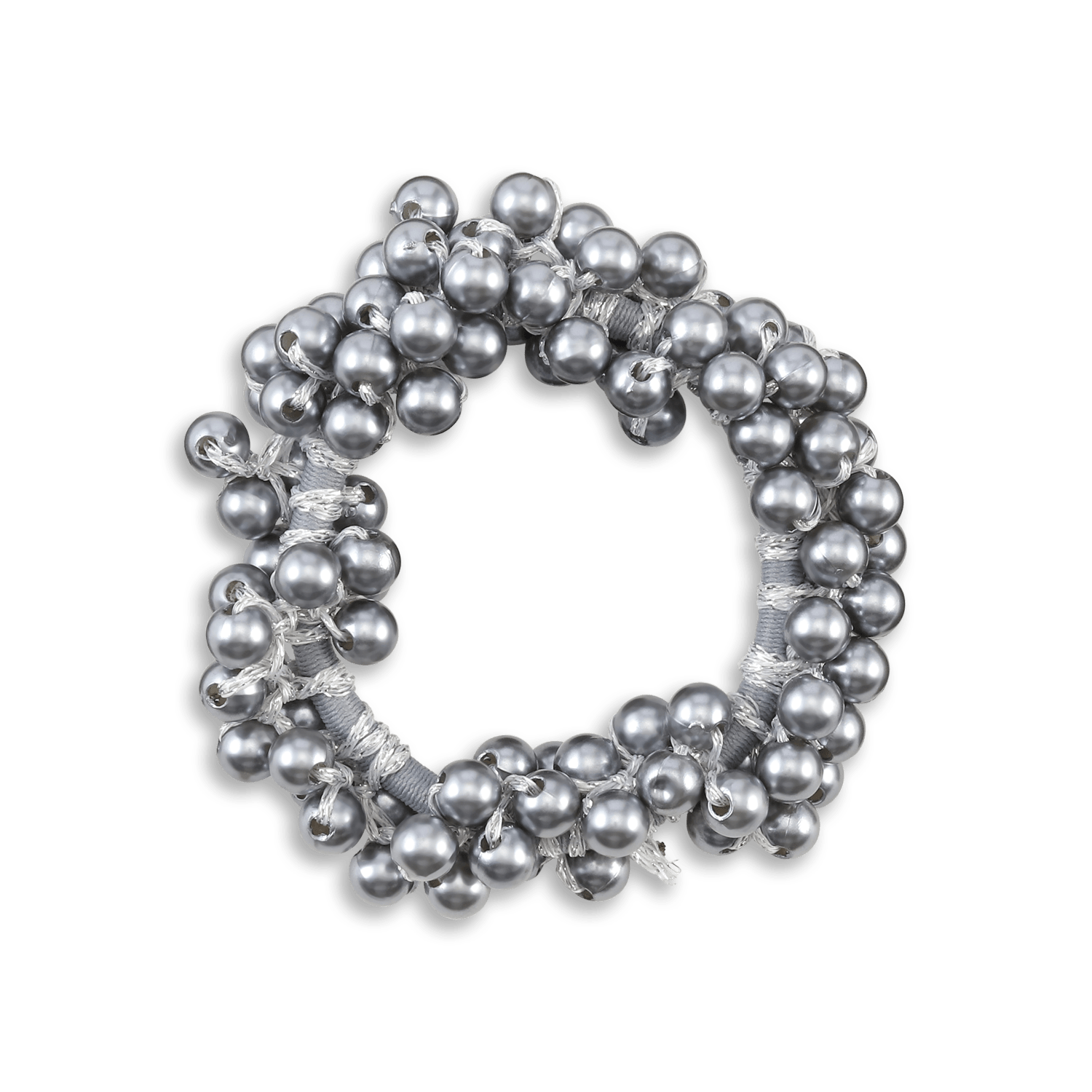 Hårelastik med sølvgrå perler fra SUI AVA – Classic Pearl Elastic.