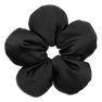 Sort Flower Pillow Scrunchie i satin med blomsterform og blødt pudet look – velegnet til både håropsætning og som accessories