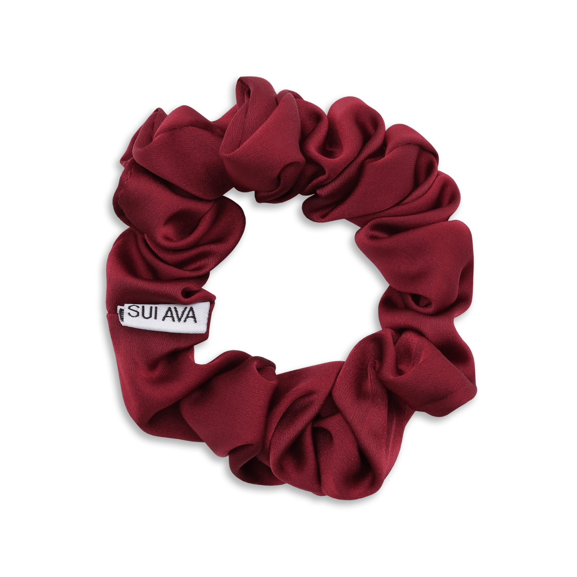 Vinrød Ruched Ribbon Scrunchie med rynket struktur