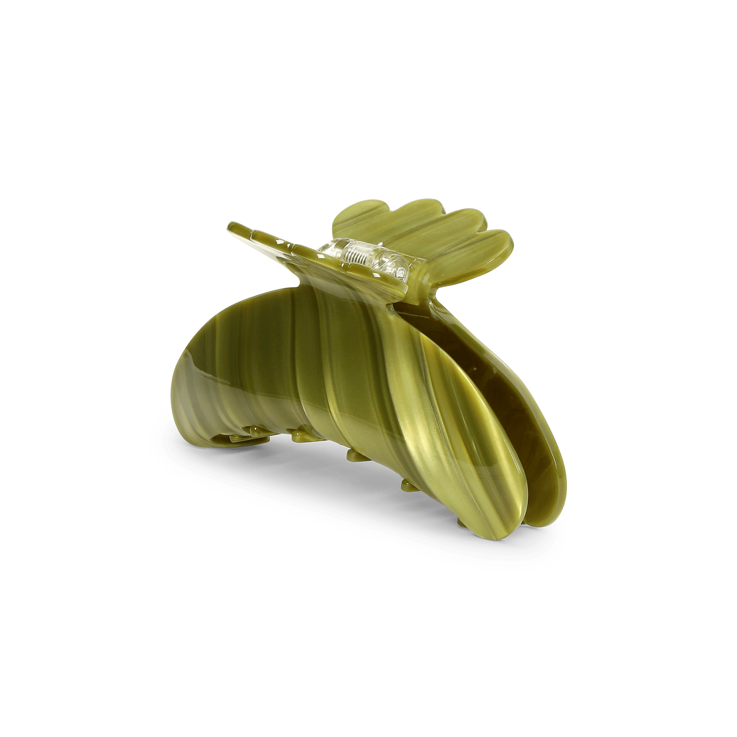 Stor hårklemme i marmoreret lysegrøn plast fra SUI AVA, Helle Icy Pine Big.