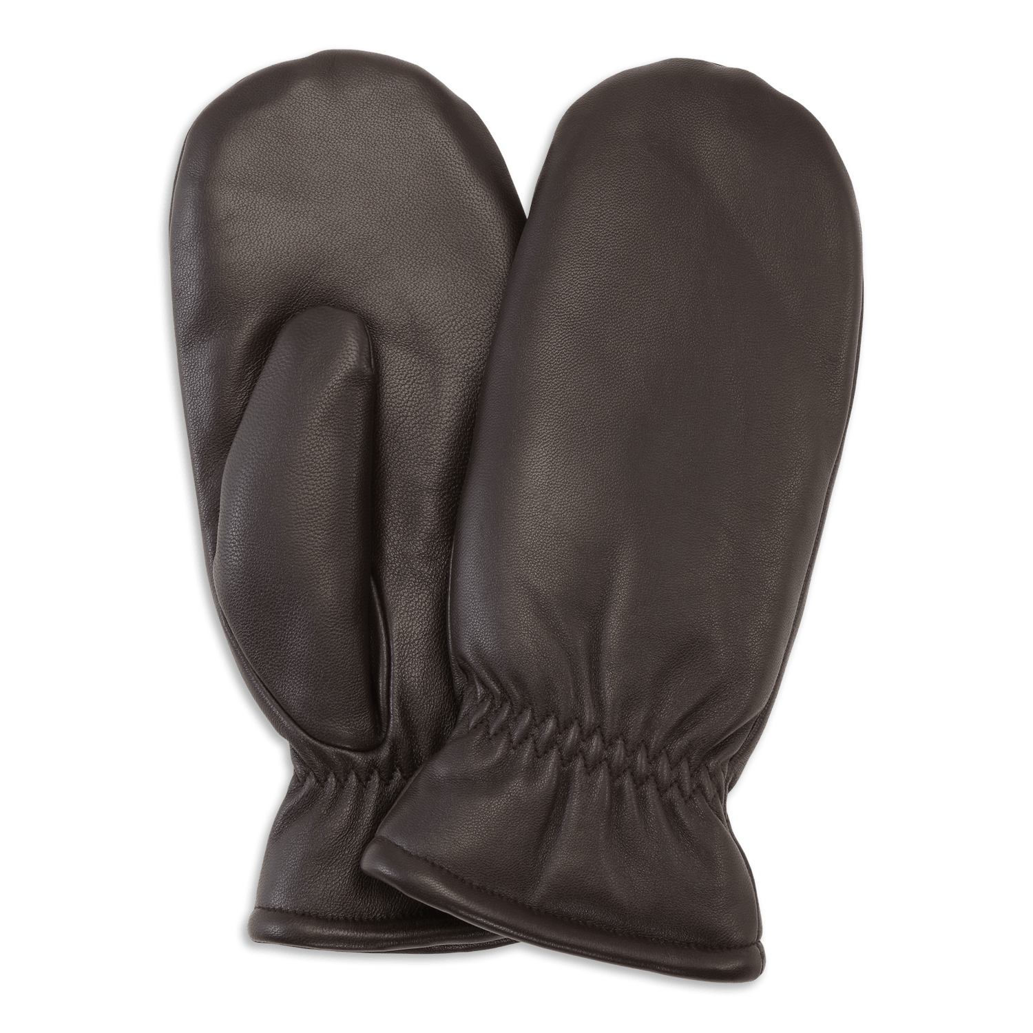 SUI AVA Classic Leather Mittens – brune læderluffer i klassisk, elegant design.