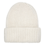 Sisse Beanie – hvid chunky strikhue med bred opsmøg i blød uldblanding