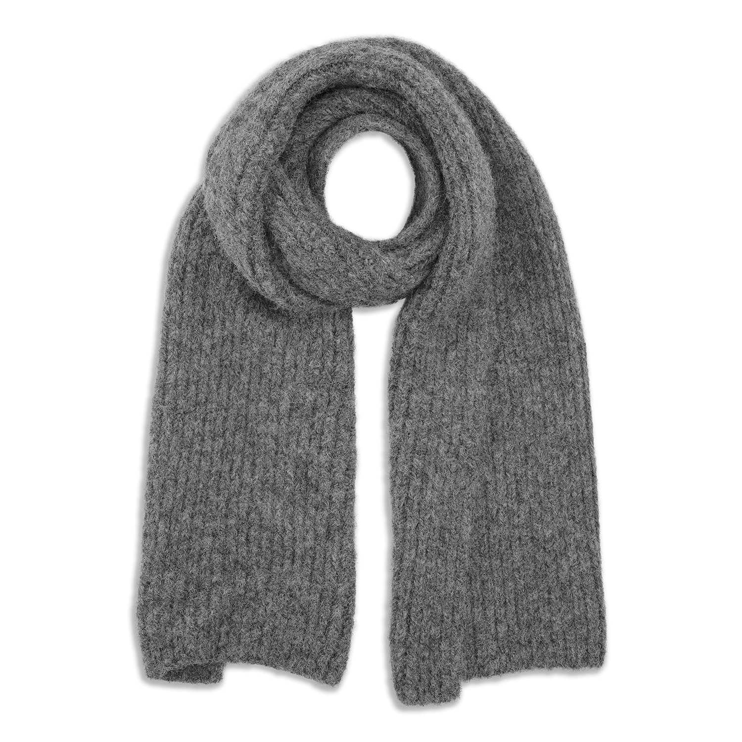 Gråt Sisse Scarf i chunky strik – blødt og varmt tørklæde fra SUI AVA